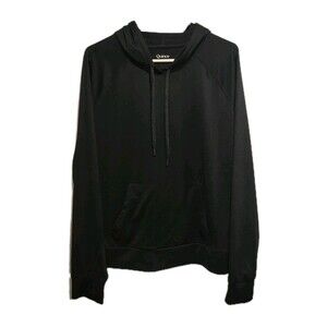 Quince Womens Flowknit Pullover Hoodie Black Size Large